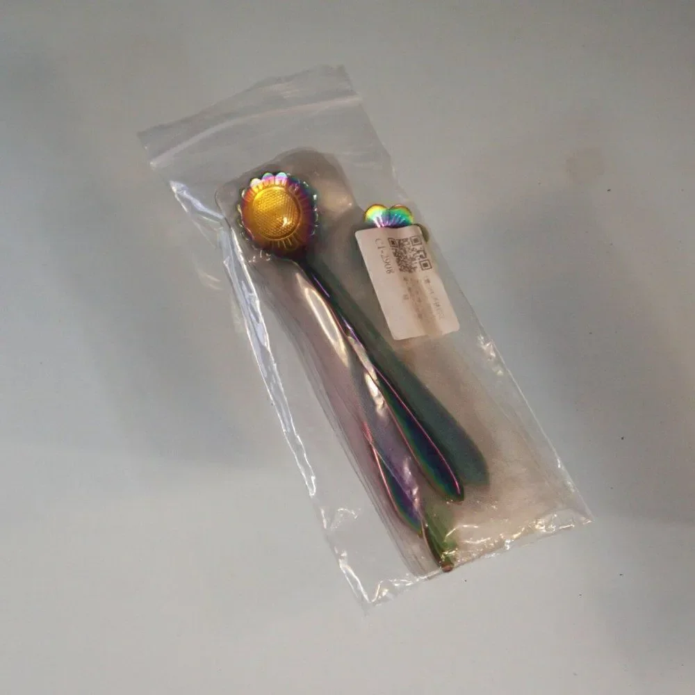 Flower Spoon Set Rainbow Color Stainless Steel Tableware Creative Coffee Spoons